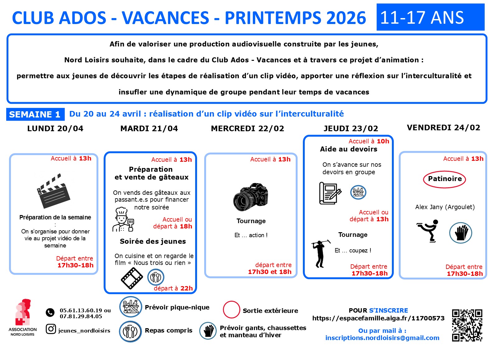 Programme des mercredis : informations disponnibles par téléphone 0561136019