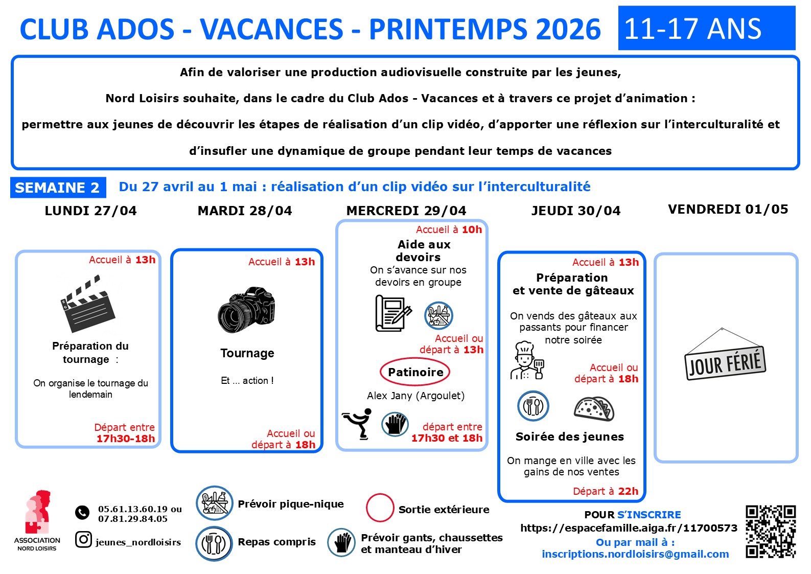 Programme des mercredis : informations disponnibles par téléphone 0561136019
