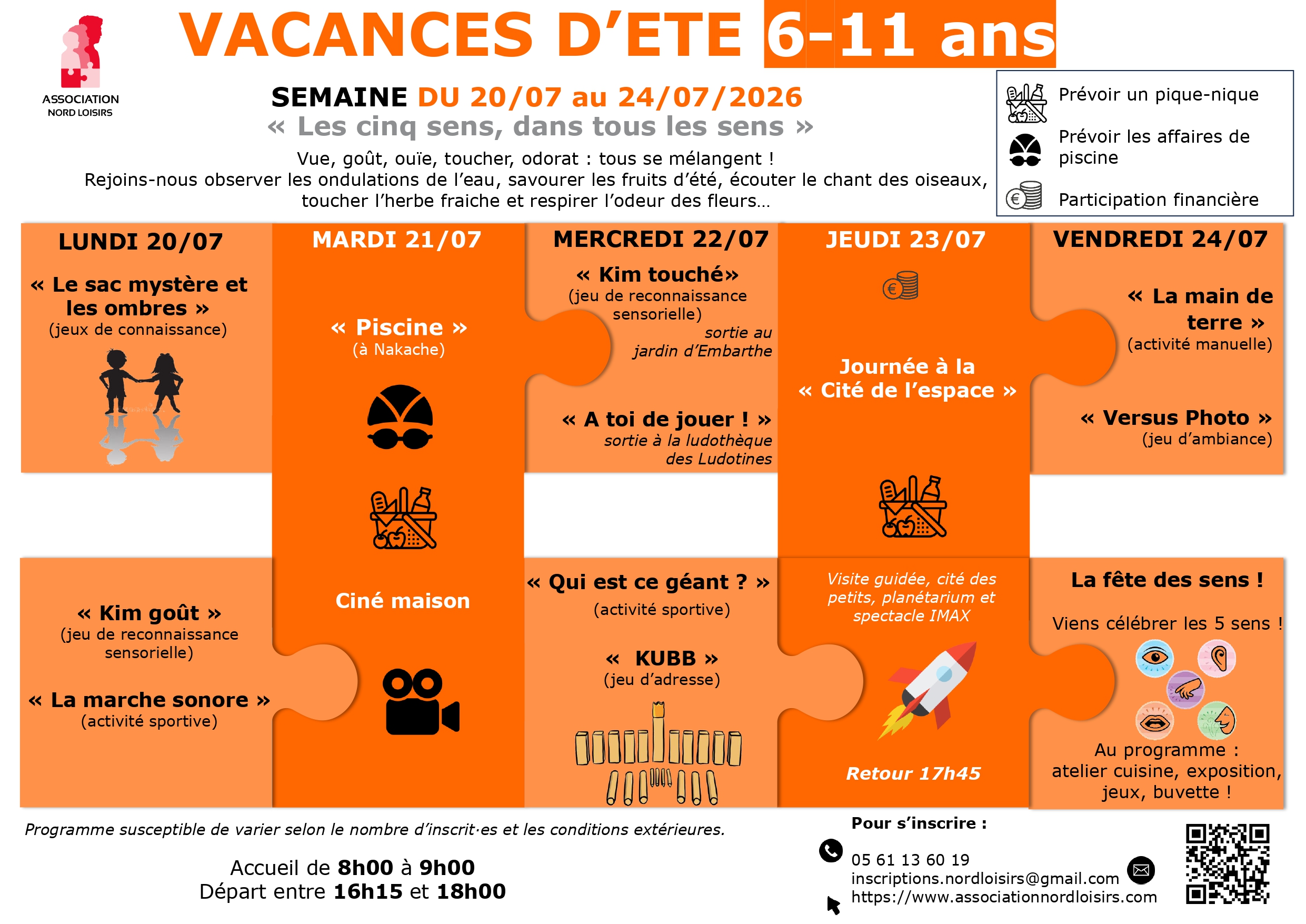 Programme des mercredis : informations disponnibles par téléphone 0561136019