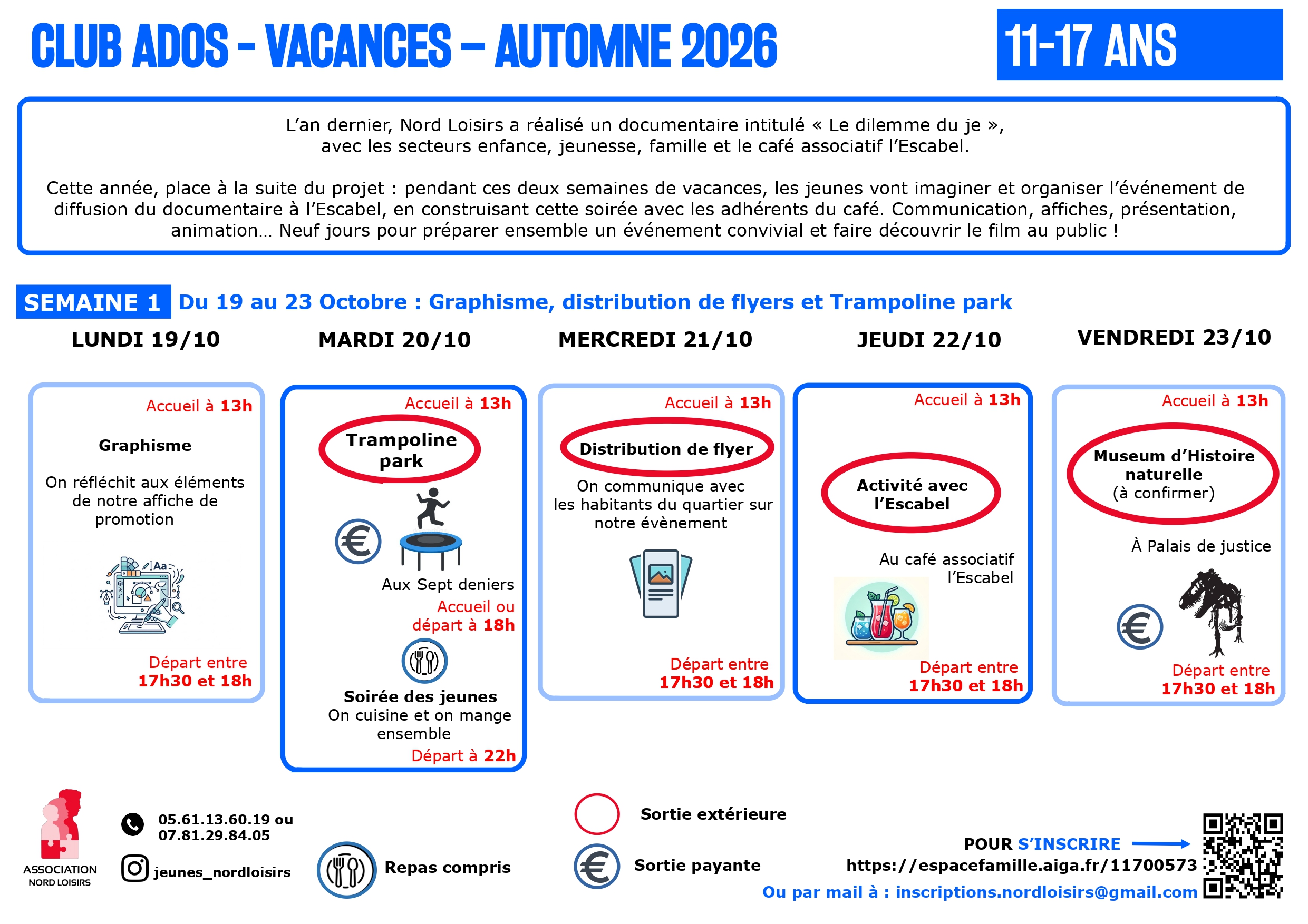 Programme des mercredis : informations disponnibles par téléphone 0561136019