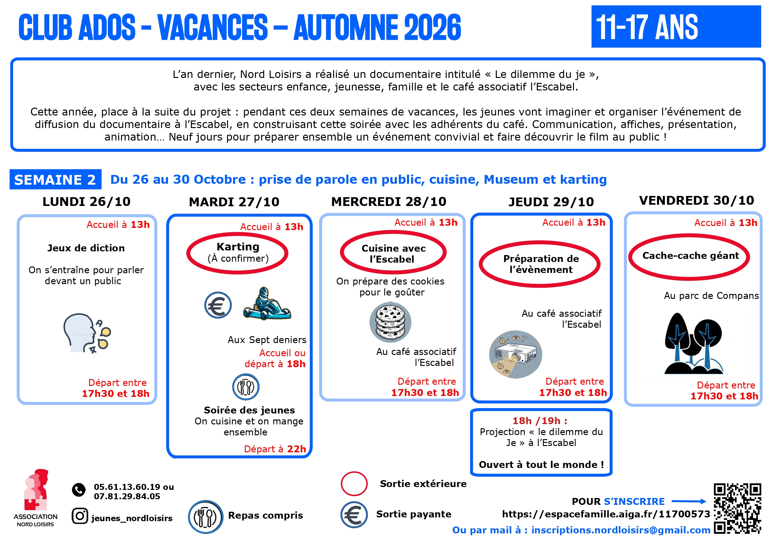Programme des mercredis : informations disponnibles par téléphone 0561136019