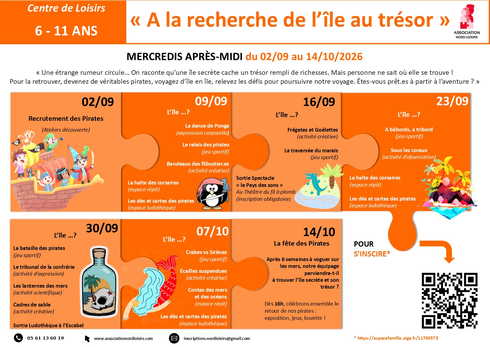 Programme des mercredis : informations disponnibles par téléphone 0561136019
